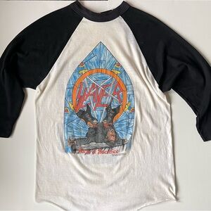 Slayer 1986 1987 Tour Thrash Metal Vintage Band Shirt 3/4 Sleeve Altar Def Jam